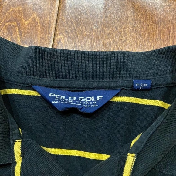 Polo Golf US Open 2007 Oakmont Striped Black Yellow Shirt Men's Size Large - Picture 4 of 8